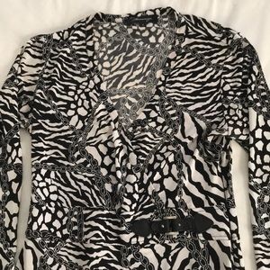 Black and white animal print wrap dress